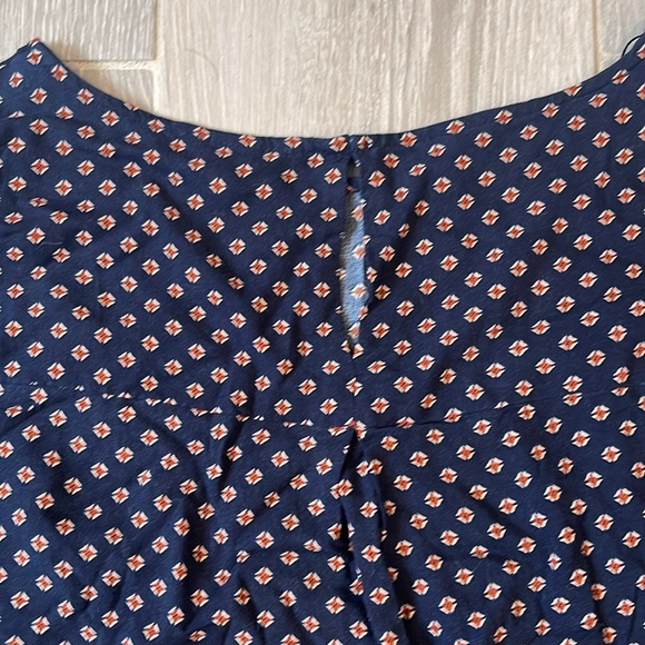 H&M Women’s Shift Navy Blue Patterned Dress With Tie Sleeves Size 10 - Picture 10 of 10